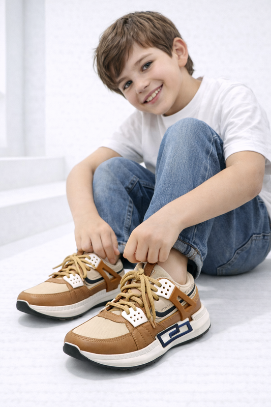 StreetForce Kids Training Sneakers – Navy/Beige