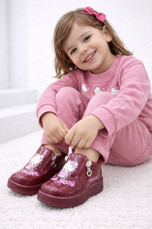 KittyGlow Girls Patent Boots – Magenta/Maroon